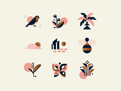 Spring Icons beach bird branding butterfly city cloud flower icon icons illustration logo nature palm tree plant robin sea spring sun tree