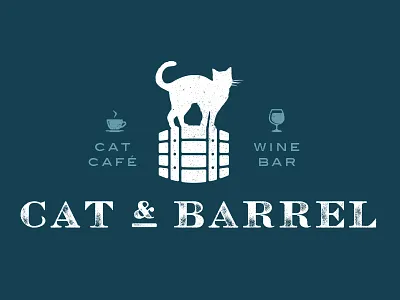 Cat & Barrel Cat Cafe Logo barrel cafe cat cafe cats coffee wine