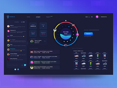 vIRL (WAX Blockchain) | Casino | Jackpot blockchain casino crypto dashboard dashboard ui design gambling online casino ui vgo virl