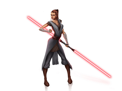 Rey - Star Wars adobe animation animation art characer character design creative design game game art game artist girl illustration lightsaber pin up pose rey star wars stylized