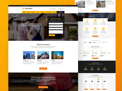 Construction Landing Page clean construction construction landing landing landing page landing design minimal theme ui ui ux ux web website wordpress