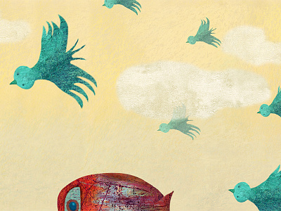 Flying Fish adobe photoshop birds blue fish children book illustration fish flying picture book illustration raster raster illustration sky