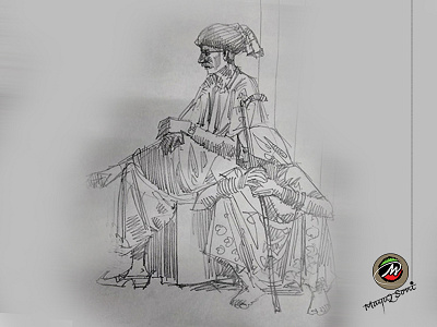 Village Couple artistic couple illustration indian culture sketch village