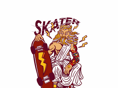 God Skater character design illustration logo olympian god skaters vector zeus