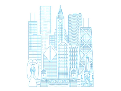 Chicago Poster branding design flat icon illustration vector