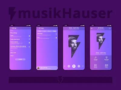 musikHauser app clean design flat gradient icon ios logo minimal music app type typography ui ux vector website