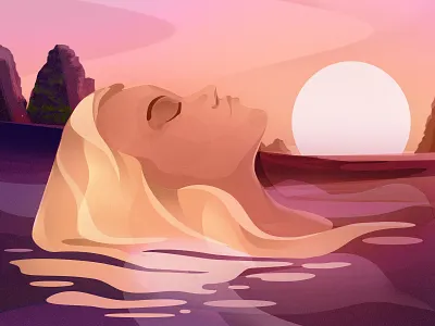 Cát Bà Vietnam airbnb app distance hues illustration island lifestyle love minimal mood sunset trackpad travel vector warm water women