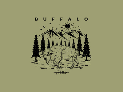 BUFFALO adventuredesign clothing design clothingbrand design illustration logo merch merch design outdoorapparel vintage design