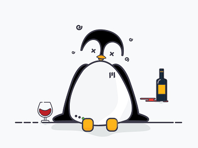 Tipsy Sensei characer design illustration illustrator mem.ux minimal penguin sensei series set sticker tipsy vector web © maya el murr