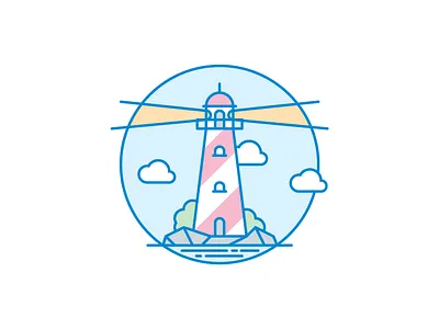 Lighthouse blue cloud empty page gray green ico icon illustration light lighthouse placeholder red sky white yellow