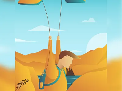Skydiving Illustration cyan illustration jump orange simple skydiving