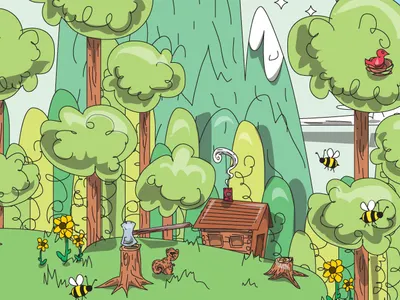 Detail of Community Playhouse poster axe bees birds community playhouse forrest illustration mountains poster woods