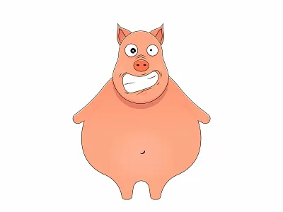 Cartoon vector illustration of a hysterical pig. adorable animal art cartoon character comic cute design drawing farm fun funny illustration vector