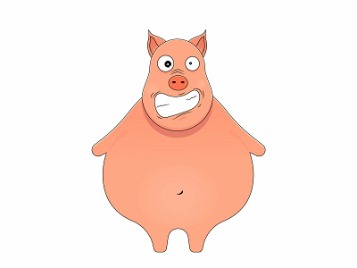 Cartoon vector illustration of a hysterical pig. adorable animal art cartoon character comic cute design drawing farm fun funny illustration vector