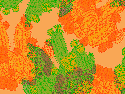 Botanical 3D Print botanical cactus desert design drawing floral flowers green illustration nature orange pattern pattern design plants psychedelic risograph risoprint succulent succulents vector