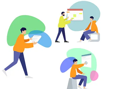 Illustrations (from humaaans) colors design figma freelance graphic graphic design graphic art graphics humaaans humans illustration interaction orange solid color vector working space