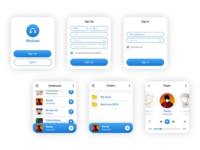 Musican - watch app album app clean design log in minimalism music player register sign up smartwatch trends ui ux watch