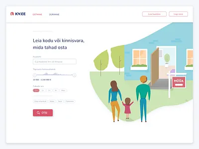 Estonian realestate website kv.ee search bar redesign concept concept home house illustration property redesign redesign concept redesigned ui