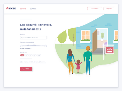 Estonian realestate website kv.ee search bar redesign concept concept home house illustration property redesign redesign concept redesigned ui