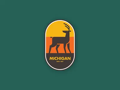 Deer Sticker v2. animal badge buck deer flat design michigan minimal patch sticker vector