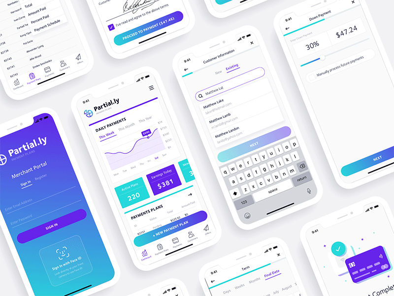 Partially Merchant App app branding clean design icon illustration minimal typography ui ux web