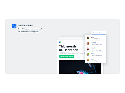 Email Marketing App – Feature: Version Control app email marketing ui user experience user interface ux web app