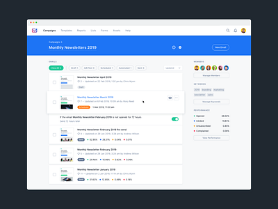 Email Marketing App – Campaign Page app email marketing ui user experience user interface ux web app
