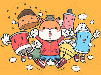 Cat illustration cat cute design illustration orange