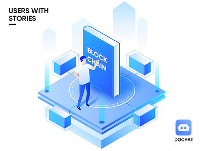 Dochat-Users with stories 2.5d illustration ui