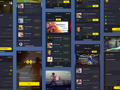 Smart fitness mobile application interface app black dashboard design fitness interface lose weight mobile phone interface sport ue ui ui design user interface ux yellow