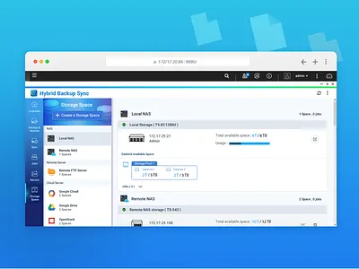 Hybrid Backup Sync backup cloud dashboard management nas restore storage sync