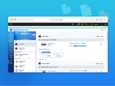 Hybrid Backup Sync backup cloud dashboard management nas restore storage sync