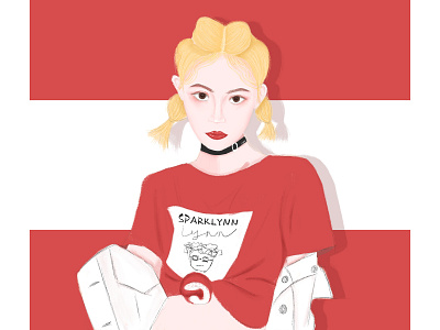 drama red amazing bad girl choker cool design drawing fantastic girl photoshop t shirt yellow