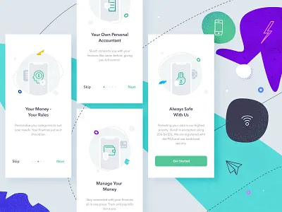 Slursh App design flow illustation ios material mobile app onboarding tutorials ui ux visual design walkthrough