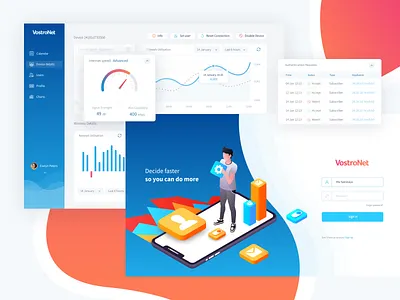 VostroNet Dashboard Design app blue clear dashboard design minimal red ui ui design ux ux design web