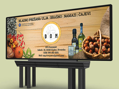 Trade show design - DOM banner branding fruit hazelnut homemade illustration package panel table cover trade show