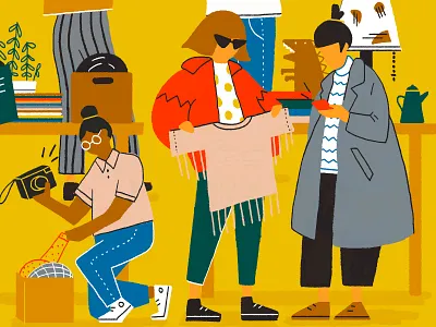 Flea Market - April 2019 clothes flea girls illustration market outline second hand