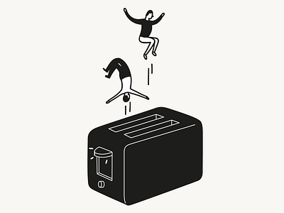 Hop! black and white illustration metaphor minimalism