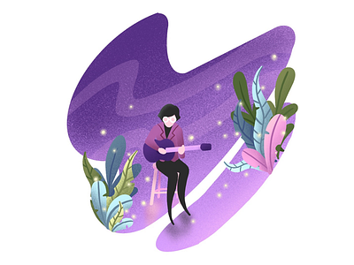 Good night. I love u, this is a song that you give me. art design flat gif illustration music night