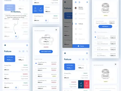 Beesy Invoices / Responsive Version accounting banking beesy credit note empty state fintech invoice invoice list invoices list menu mobile platform reconcile responsive sidemenu swipe swipe left swipe right uidesign