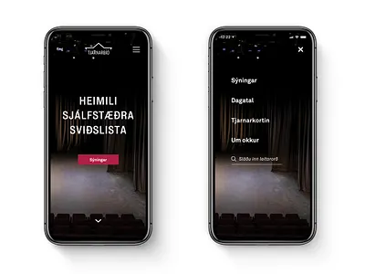 Tjarnarbíó - menu design menu webdesign