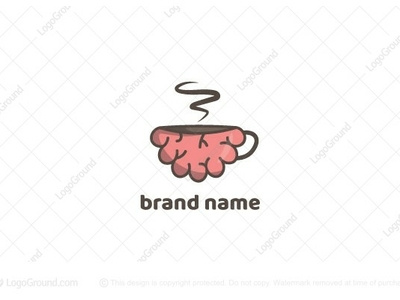 Brain Coffee logo for sale brain brain logo cafe cafe logo coffee coffee bean coffee logo drink energy geek logo logo 2d nerd smart