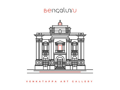 Venkatappa Art Gallery bangalore bengaluru design flat illustration illustrator line art logo poster vector