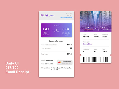 Daily UI 017 Email Receipt dailyui017 dailyui100 email flight receipt