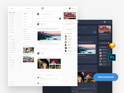 Free Web Social Template adobe xd interface kit psd sketch symbols template ui ui blocks ui kit ux web