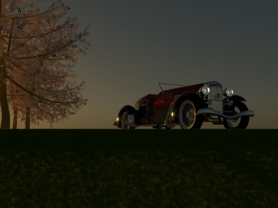 Duesenberg II 3ds max 3dsmax beautiful car corona corona renderer coronarender duesenberg grass landscape retro car sun sunrise sunset