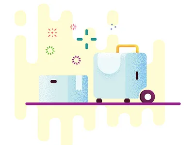 Traveller bag box colorful flat flat illustration fly illustration luggage modern travel