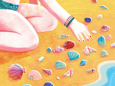 Seashells beach colourful illustration ocean sea seashell seaside summer