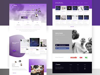 Online Learning Platform adobe xd course digital product design e learning landing page social tutorial ui ux web design