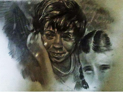 Doodle charcoal drawing portrait traditional art